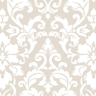 Stripes And Damasks, Classic Damask Stripes White, Cream Wallpaper Roll