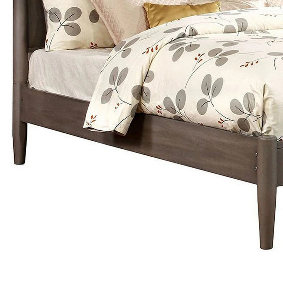 Benzara BM217643 Wooden California King Size Bed With Panel Headboard, Gray