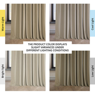 Heritage Plush Velvet Extrawide Curtain Single Panel, Light Beige, 100"w X 96"l