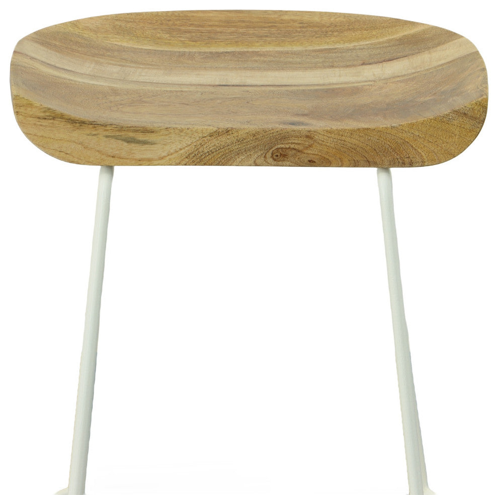 Diya Countoured Counter Stool Set of two, Natural and White