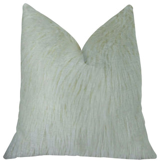 Fuzzy Mongolian Fur White Handmade Luxury Pillow, 20"x20"