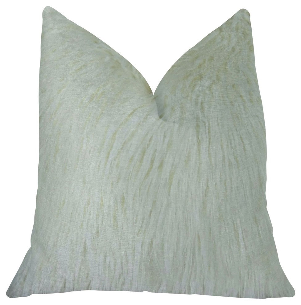 Fuzzy Mongolian Fur White Handmade Luxury Pillow, 20"x20"