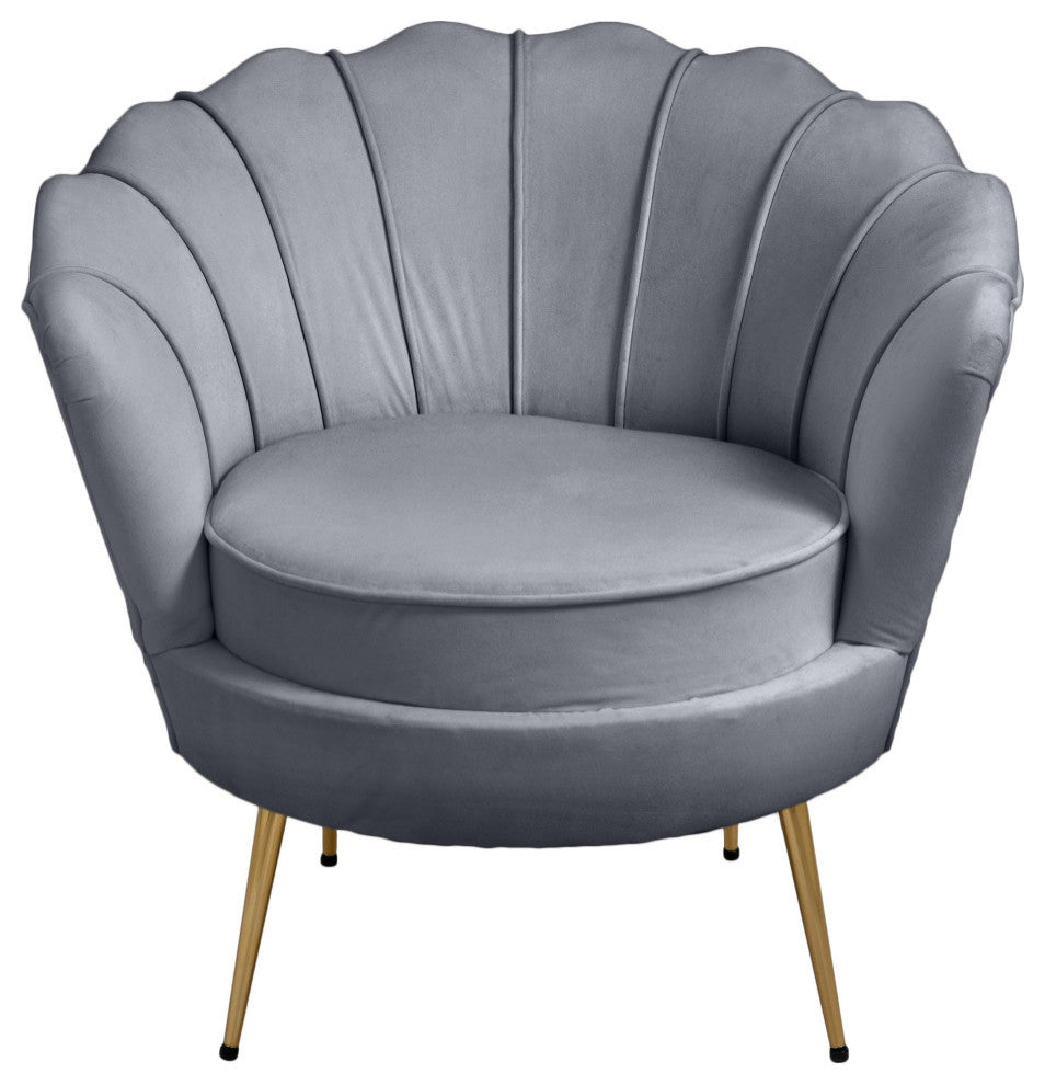 Gardenia  Velvet Upholstered Chair, Gray