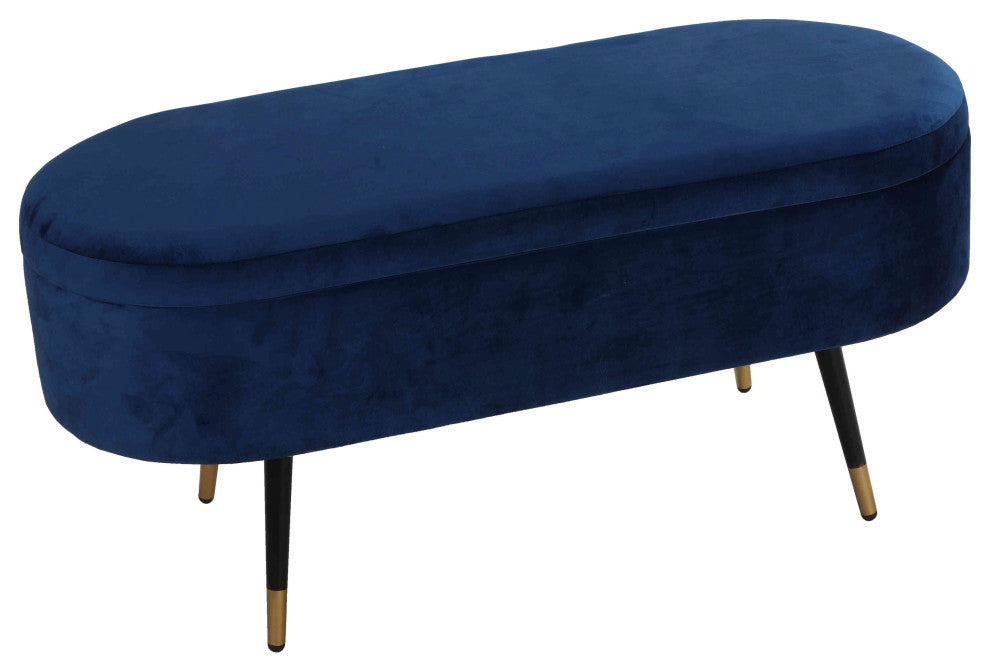 Cortesi Home Ruslan Oval Storage Ottoman, Navy