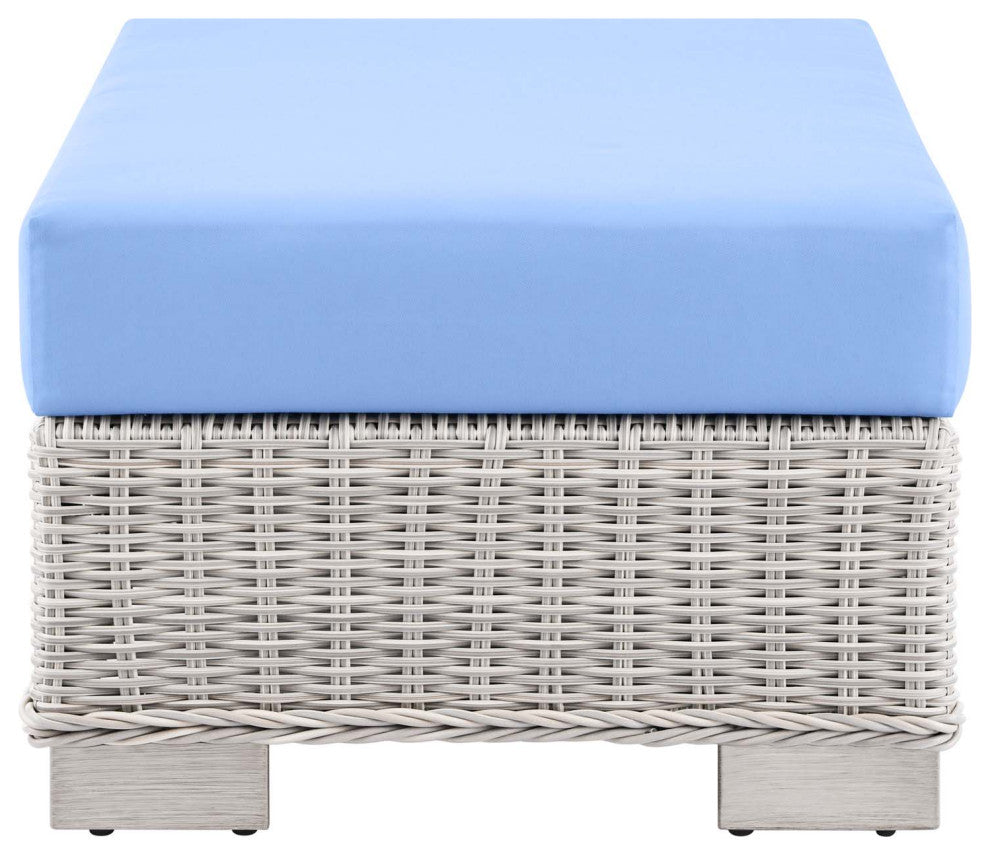 Lounge Sectional Sofa Chair Set, Rattan, Wicker, Gray Blue, Modern, Outdoor