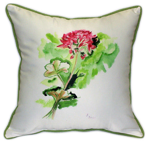 Pair of Betsy Drake Geranium Large Pillows 18 Inch x 18 Inch