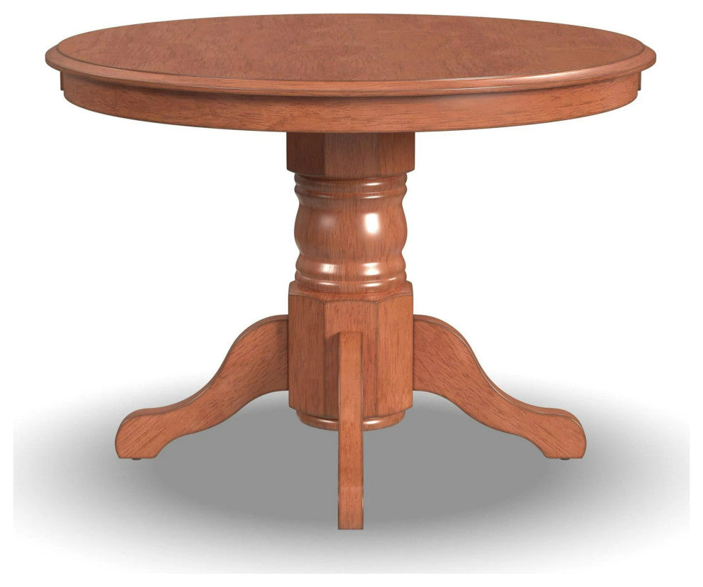 Classic Dining Table, Hardwood Frame With Pedestal Base & Round Top, Cottage Oak