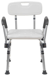 300LB Capacity Adjustable Bath/Shower Chair, Quick Release Back and Arms, White
