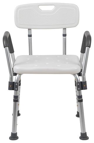 300LB Capacity Adjustable Bath/Shower Chair, Quick Release Back and Arms, White