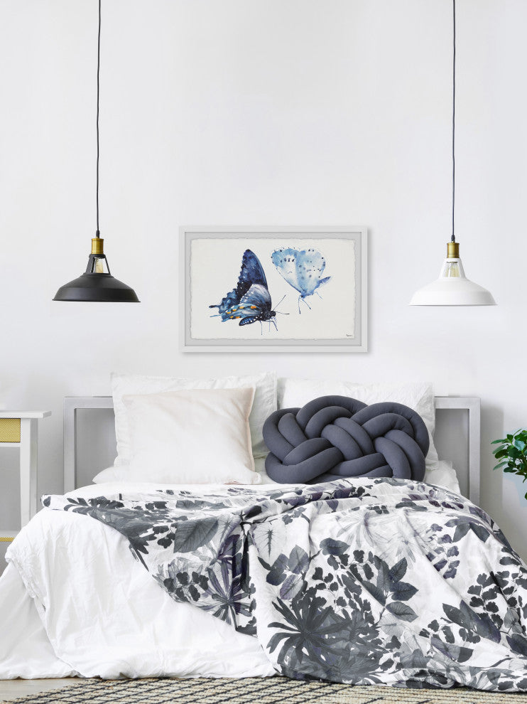 "Magical Blue Butterflies" Framed Painting Print, 12"x8"