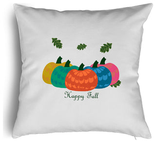 Happy Fall Pumpkins Accent Pillow With Removable Insert, Harvest Orange, 20"x20"