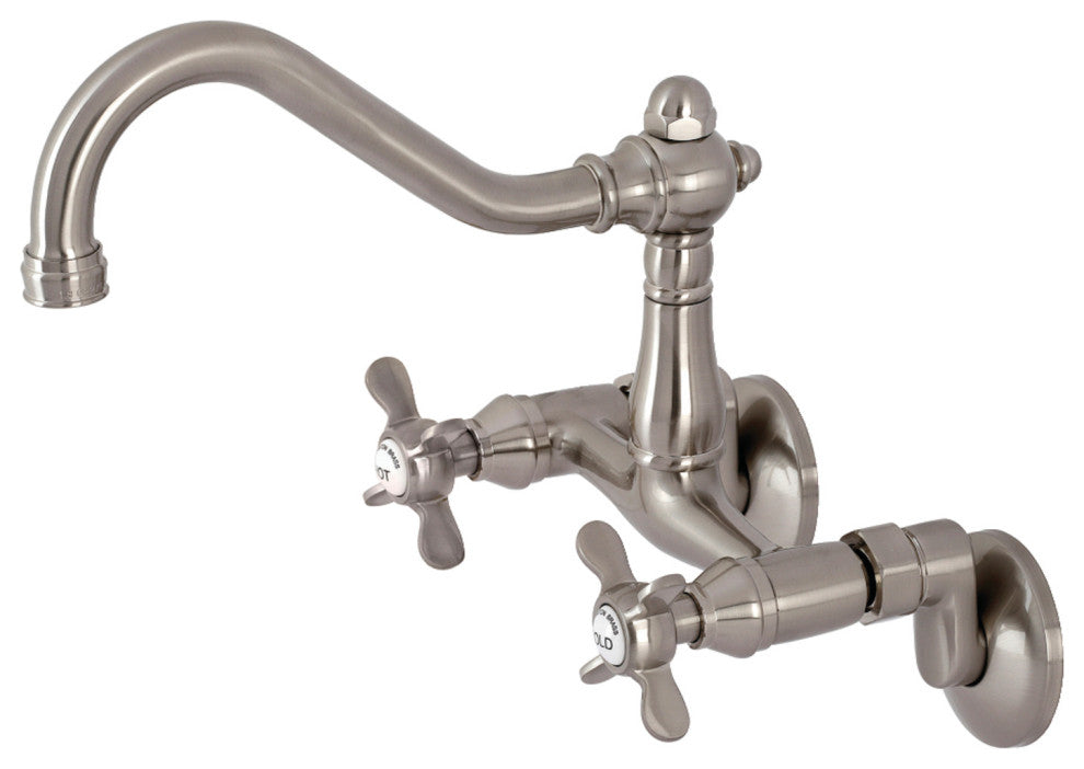 KS3228BEX 6" Adjustable Center Wall Mount Kitchen Faucet, Brushed Nickel