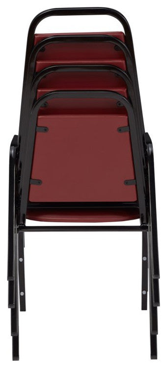 4 Pack Multifunctional Chair, Cushioned Vinyl Seat With Dome Backrest, Burgundy