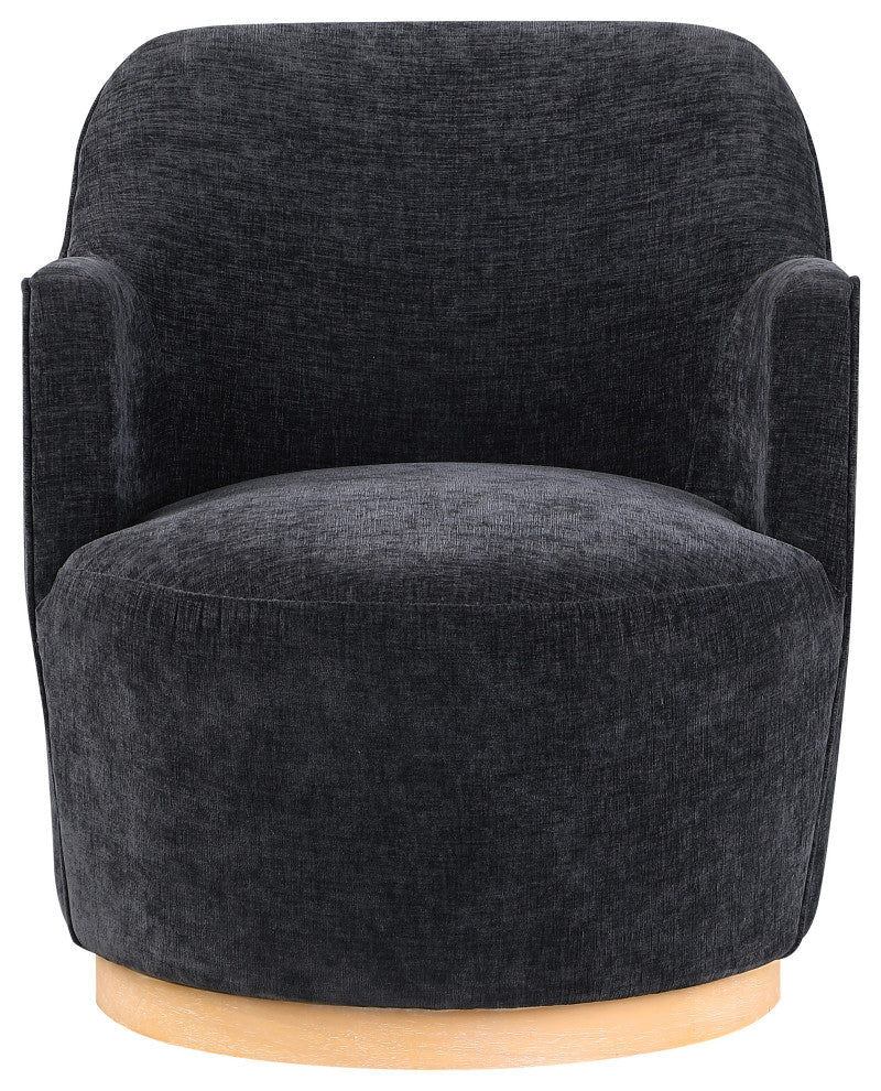 Clarita Swivel Accent Chair, Black, Chenille Fabric