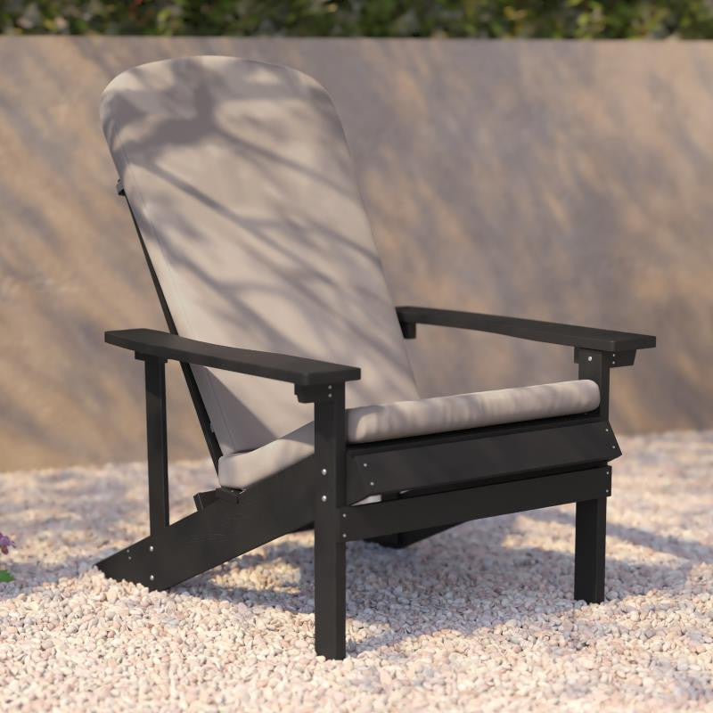 Charlestown Set of 2 Adirondack Chairs with Cushions, Slate Gray/Cream