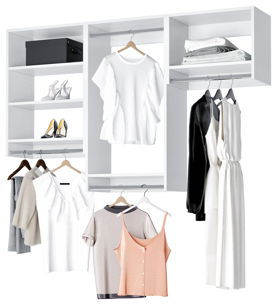 Modular Closet System Wall-Mounted Closet Hanging Organizer For 66"- 96" Closet,