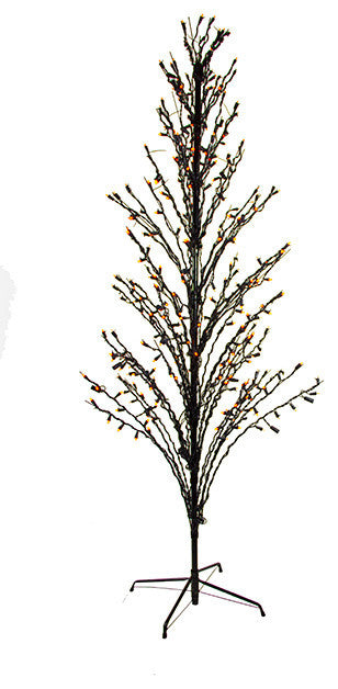6' LED Lighted Halloween Cascade Twig Tree Outdoor Yard Art Decoration, Orange
