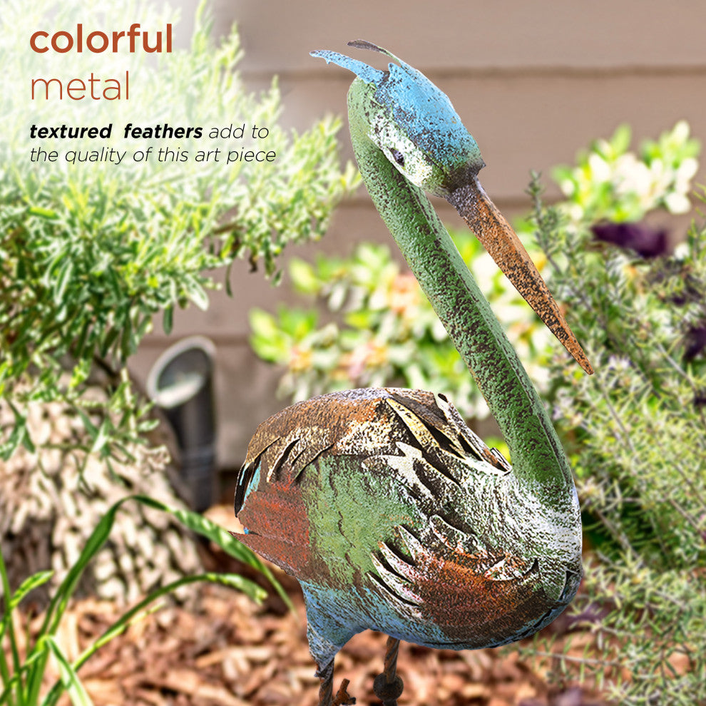 Alpine Crane Stake Statue, 40" Tall