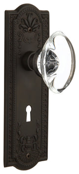 Meadows Plate With Oval Clear Crystal Knob, Oil-Rubbed Bronze