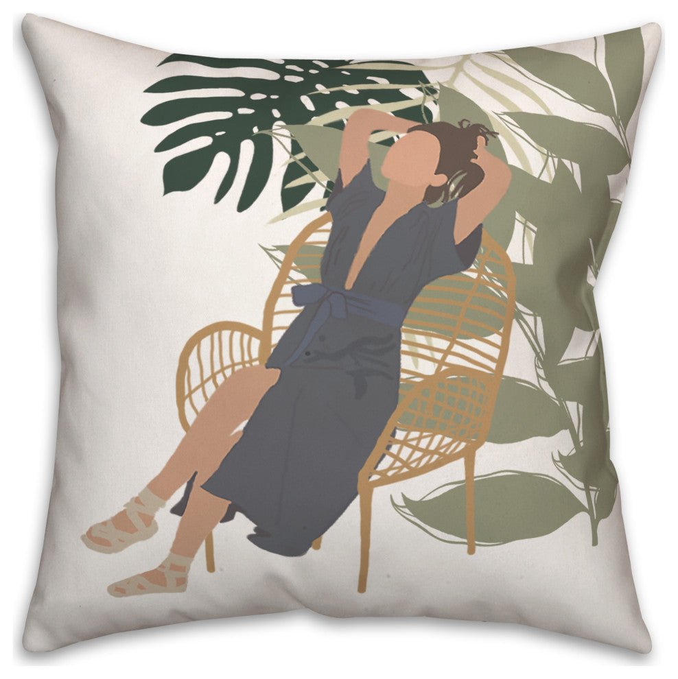 Lounging Summer Girl 18x18 Spun Poly Pillow