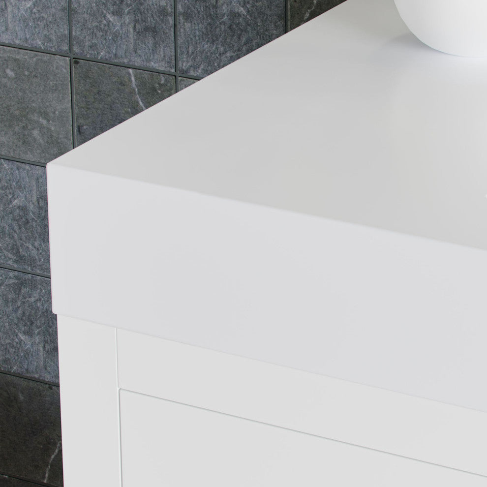 Boutique Bath Vanity, High Gloss White, 40", Single Sink, Freestanding