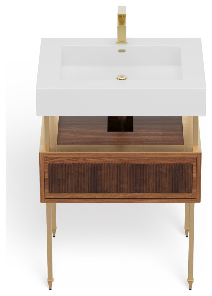 Henley Bathroom Vanity, Brown, 24", Single Sink, Freestanding