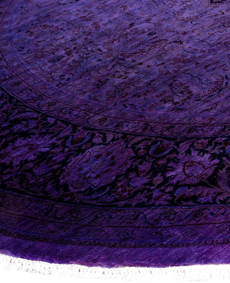 Overdyed One-of-a-Kind Hand-Knotted Area Rug Purple, 8' 7" x 8' 9"