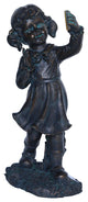 18" Girl With Cell Phone Solar Power LED Lit Outdoor Garden Statue