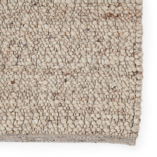 Hadren Handmade Solid Gray and Brown Area Rug, Cream and Gray, 8'x10'