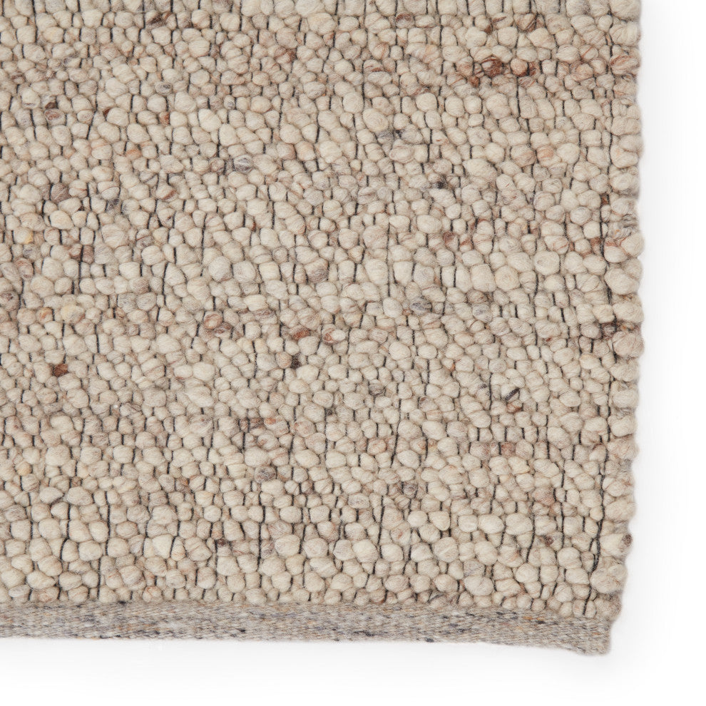Hadren Handmade Solid Gray and Brown Area Rug, Cream and Gray, 8'x10'
