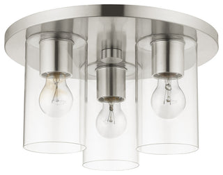 Livex Lighting Zurich 3 Light Brushed Nickel Large Flush Mount