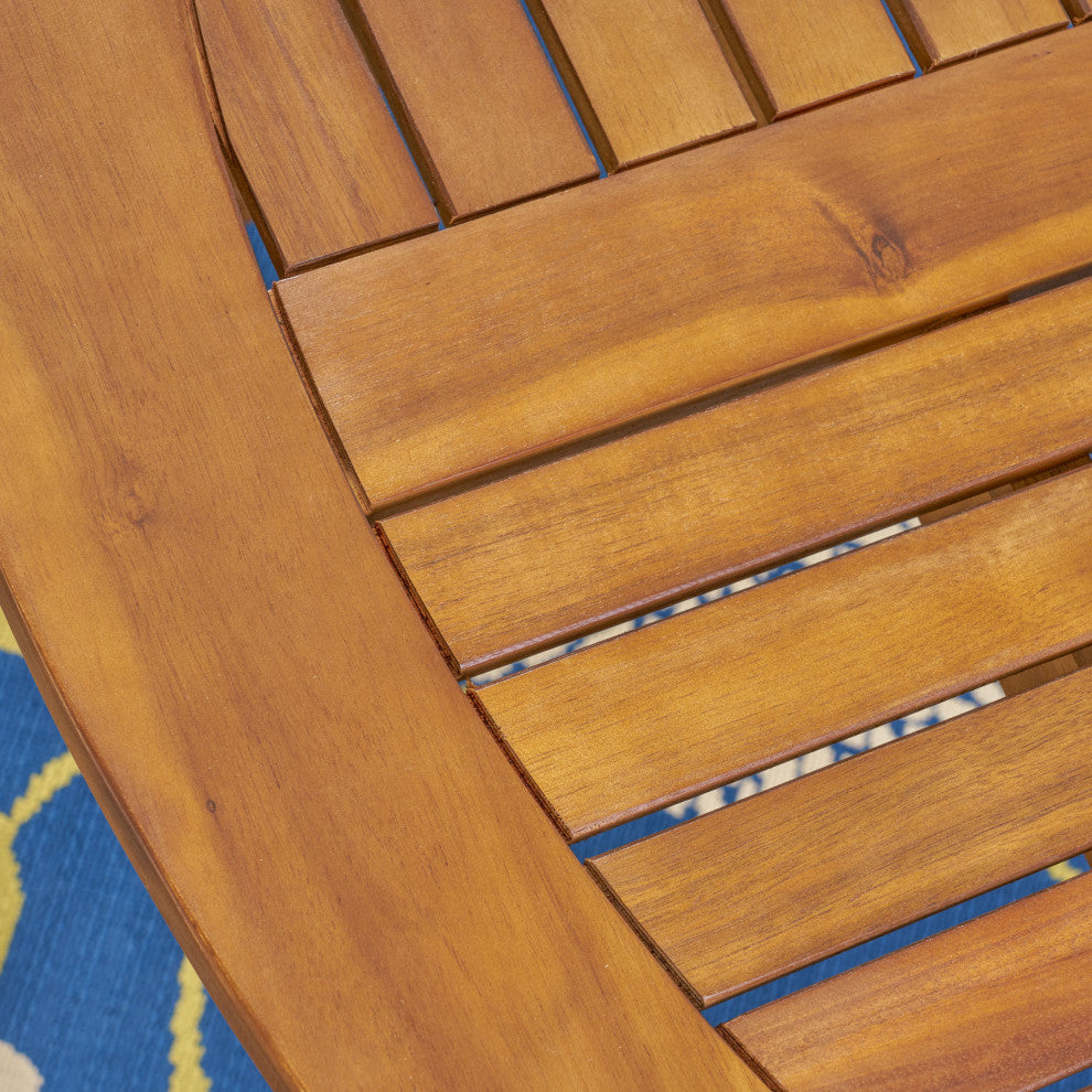 GDF Studio Adn Outdoor 47" Round Acacia Wood Dining Table, Teak