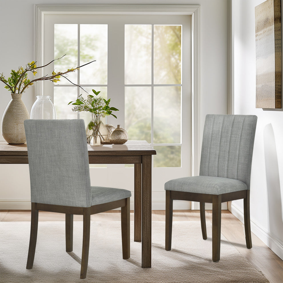 510 Design Everly Upholstered Channel-back Dining Chair Set of 2, Gray