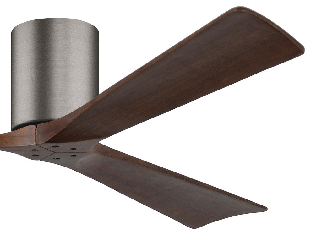 Irene-3H Flush Mounted 60" Ceiling Fan, Brushed Pewter and Walnut Blades