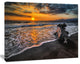 Log on Beach During Sunset, Seashore Canvas Art Print, 60"x28"