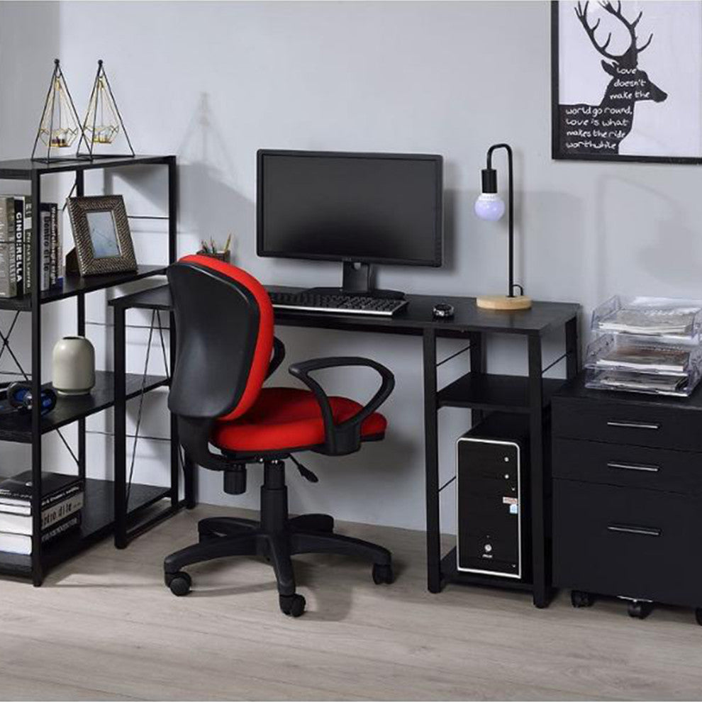 2 Tier Shelf Writing Desk, Black Finish