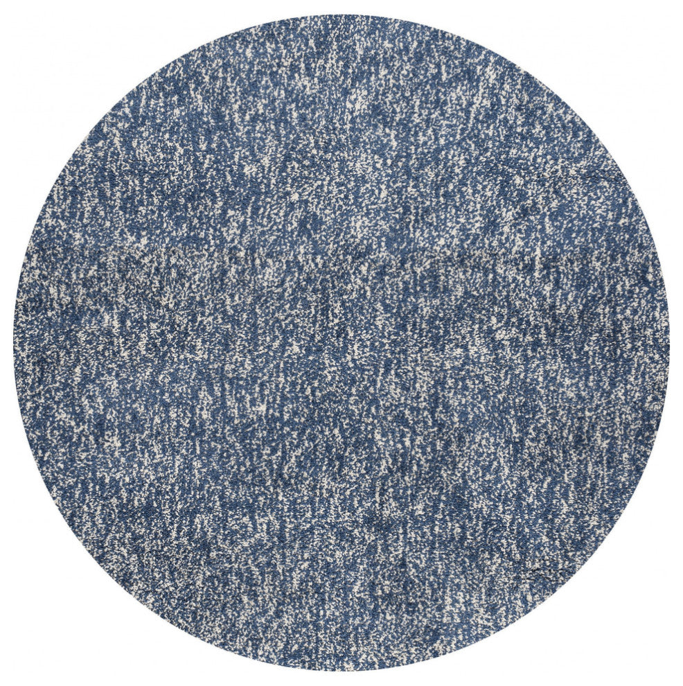 8' Indigo Ivory Heather Round Indoor Shag Rug