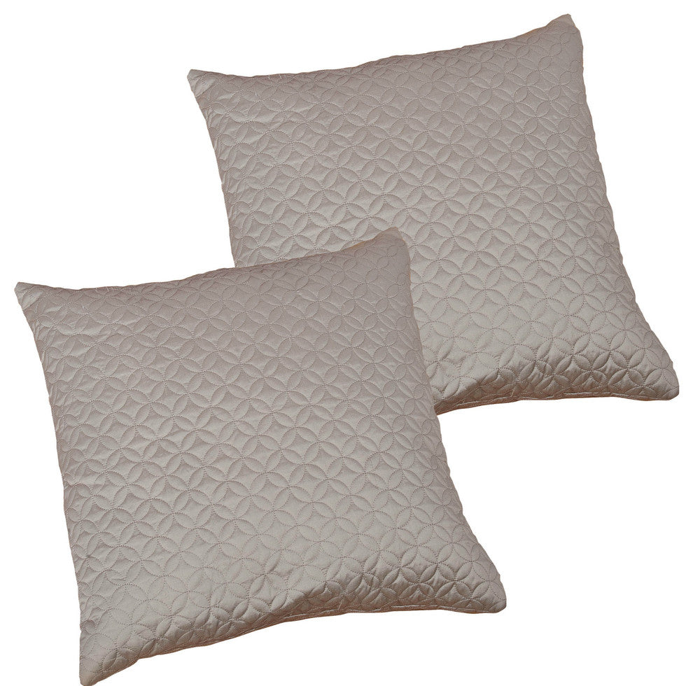 Marquesa Circle Embroidery Silk 2 Piece Pillow Shell Set, Pewter Stone