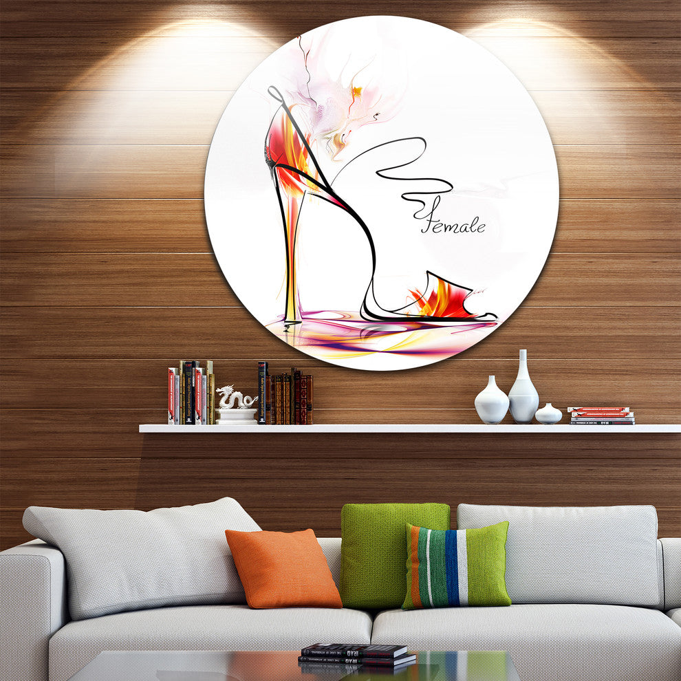 Abstract Red High Heel, Digital Abstract Disc Metal Artwork, 36"