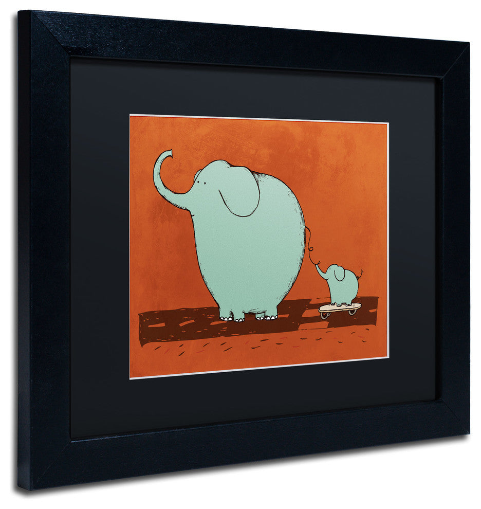 'Skateboard Elephant' Matted Framed Canvas Art by Carla Martell
