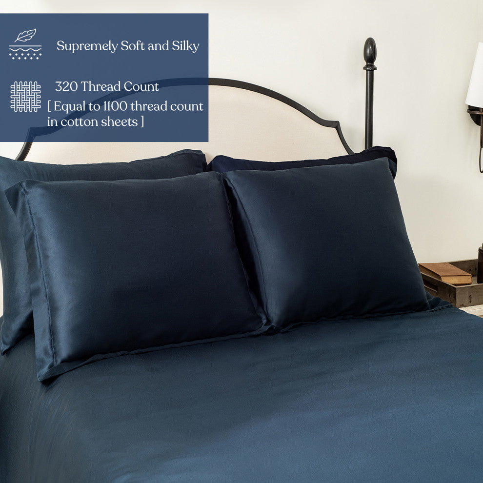 Delara 100% Eucalyptus Lyocell Tencel Euro Sham Set of 2, 26"x26", Carbon