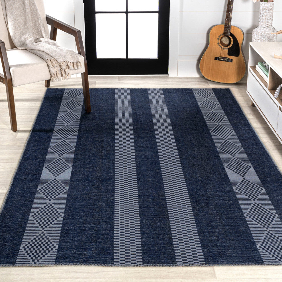 Nautisk Trellis Stripe Machine-Washable Area Rug, 3 X 5
