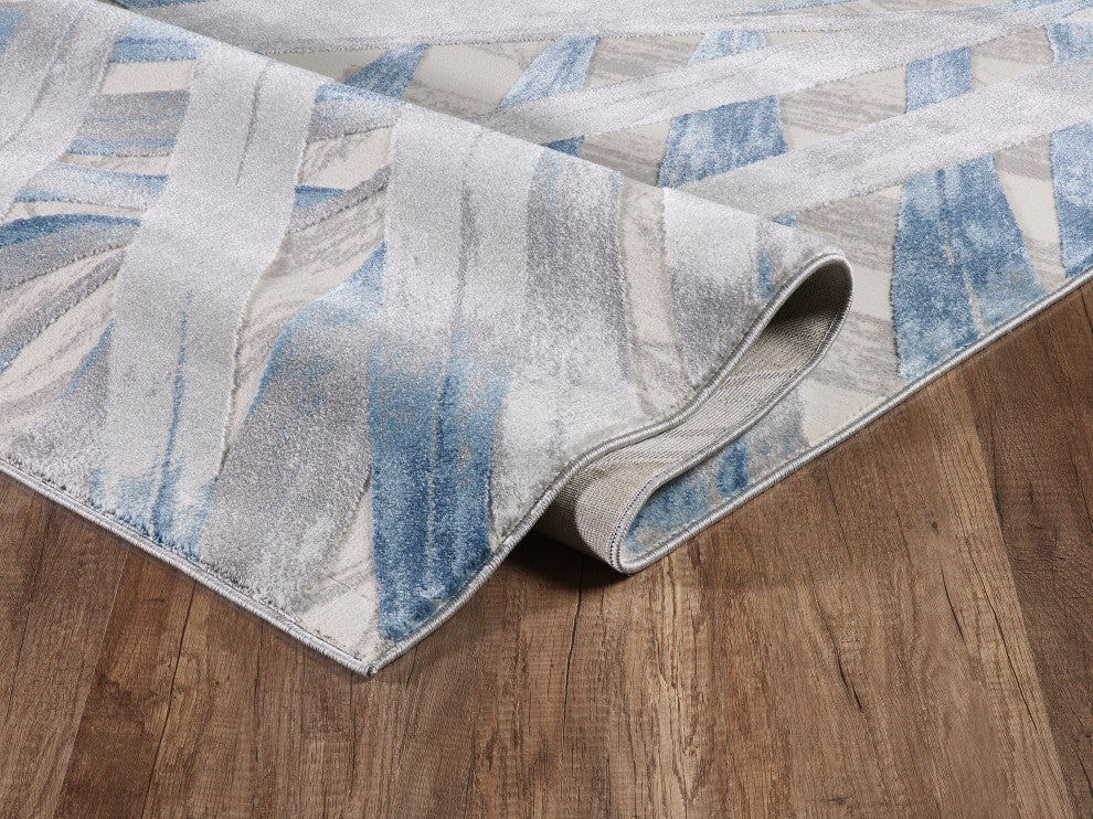 Abani Nova NOV110A Blue and Grey Floral Palm Area Rug