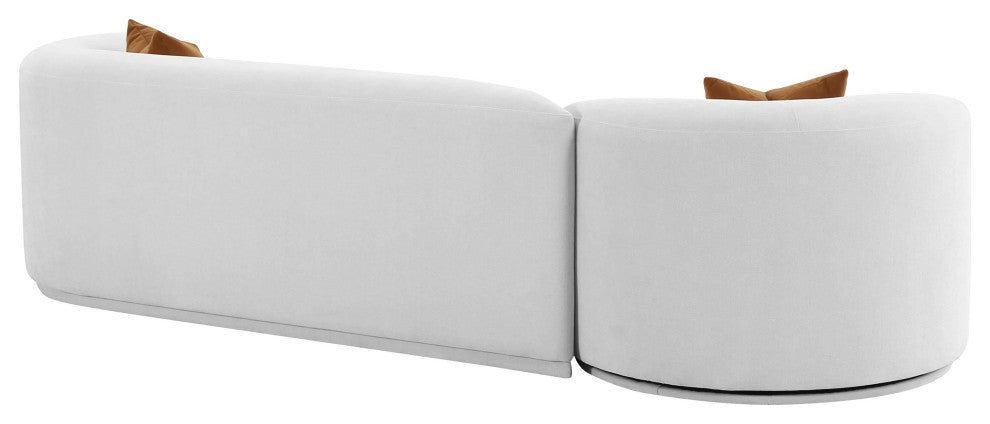Fickle Grey Velvet 2-Piece Modular RAF Sofa - Grey