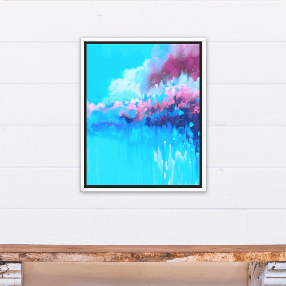 Blue Pink and Purple Colorful Cluster 16x20 White Floating Framed Canvas