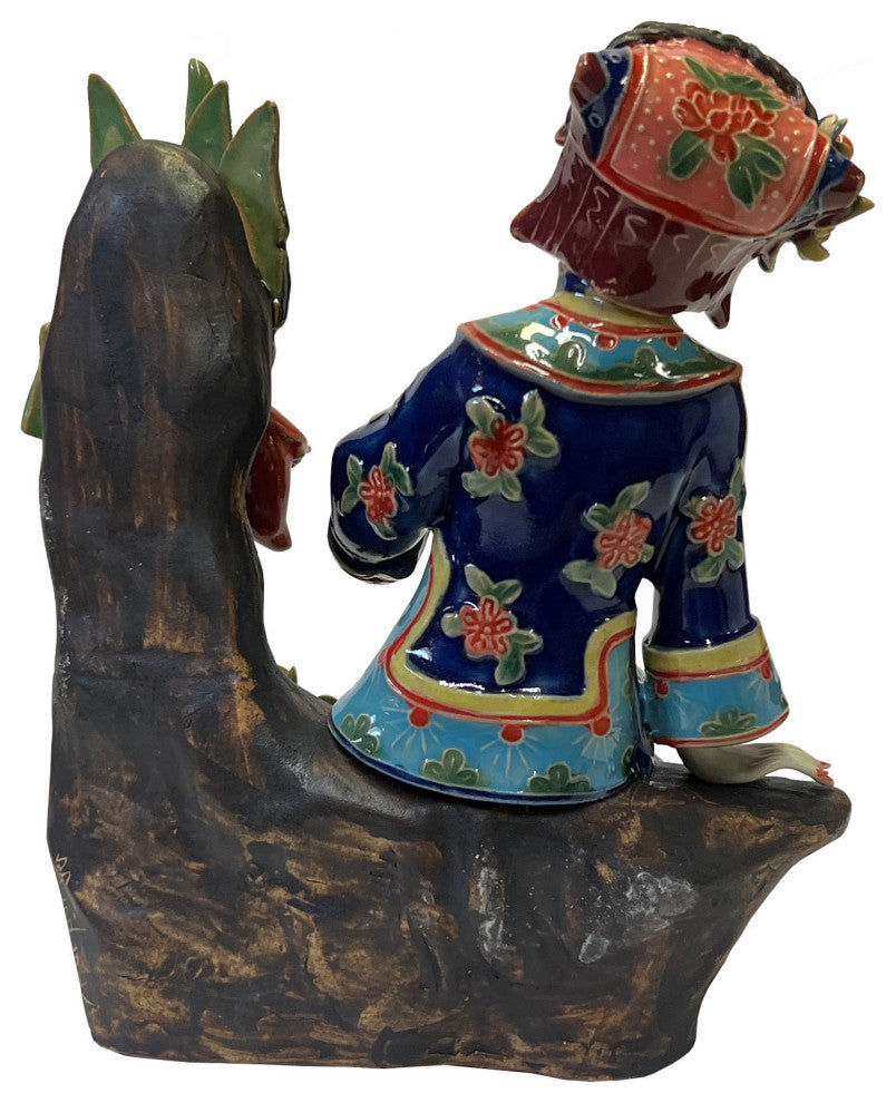 Chinese Oriental Porcelain Qing Style Dressing Banana Tree Lady Figure Hws3072