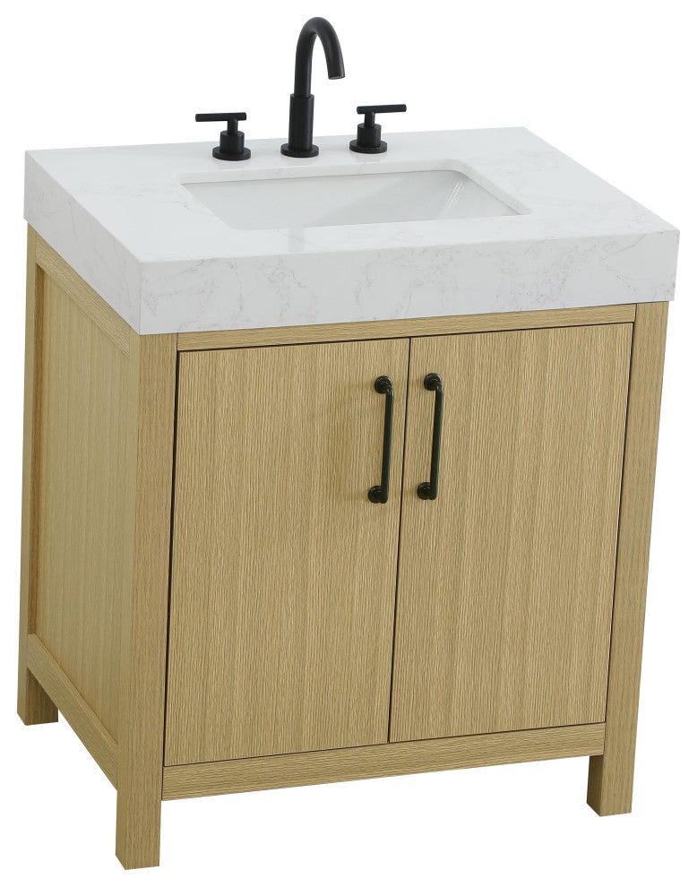 Home Living 30" Single Bathroom Vanity, Honey Brown