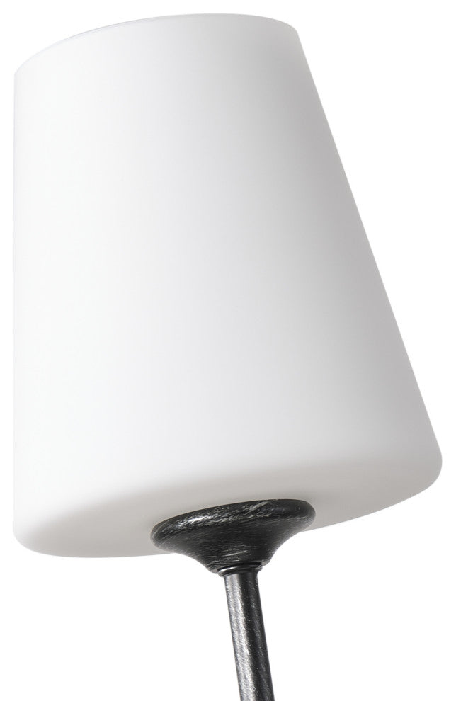 Modern 4-Light Milk White Glass Shade Chandelier for Kitchen Island, Black