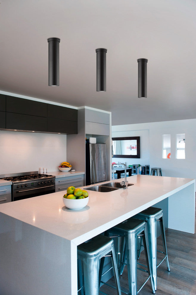 1-Light, 40W Single Tube Ceiling Light, Matte Black