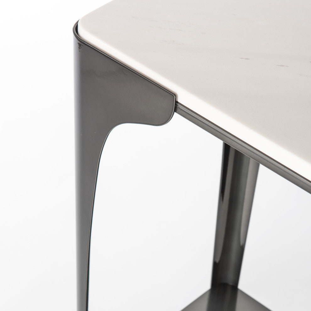 Cove Marble Top Console Table Ink Finish
